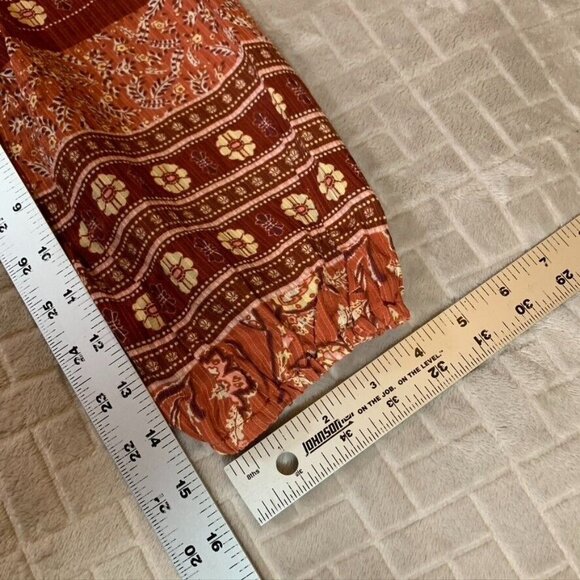 Loft Womens Small Blouse Gauzy Long Ruffle Sleeve Floral Geometric Boho Festival - Picture 7 of 10